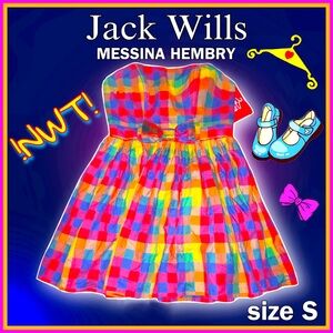 NWT cut multicolor checker JACK WILLS summer sunDRESS size S